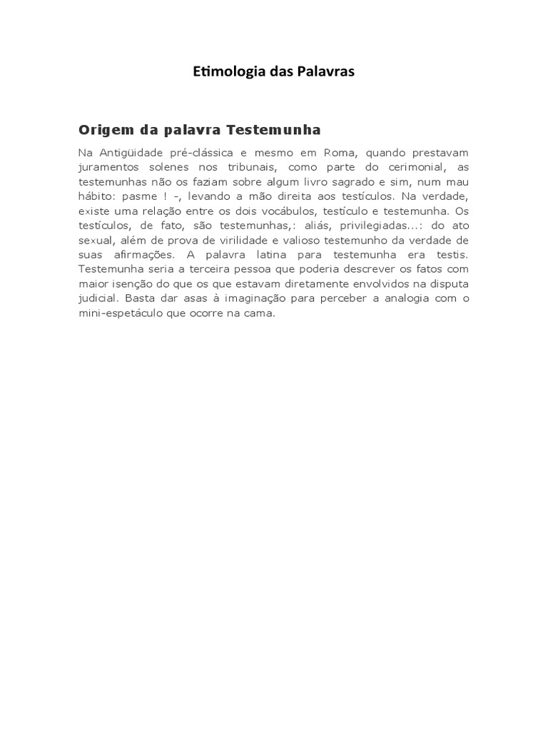 Etimologia Das Palavras PDF