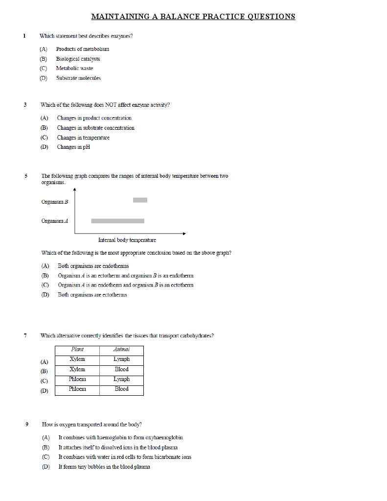 Balance Practice Questions Guide | PDF
