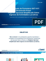 Taller Llenado de Formulario SAT-1411, Declaración Anual Régimen Opcional Simplificado Sobre Ingresos