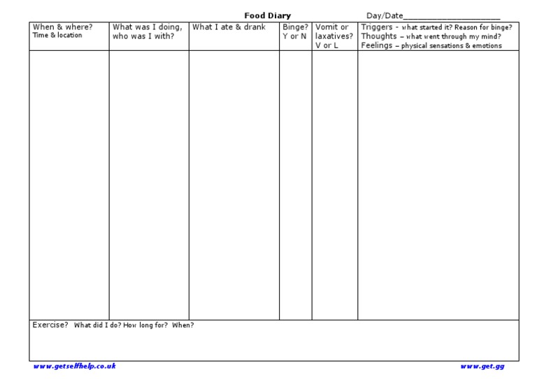 Food Diary Template for Tracking | PDF