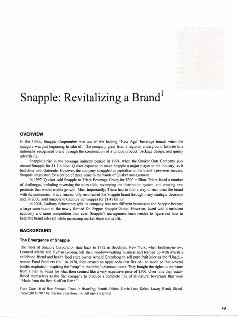 Snapple Revitalizing A Brand-1 | PDF