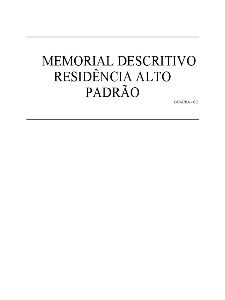 Memorial Descritivo Residencial Goiânia | PDF | Argamassa (alvenaria ...