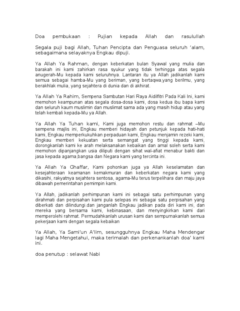 Teks doa pembuka majlis perasmian : Manual Refrigerador 