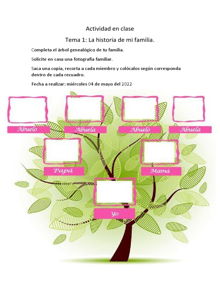 Actividad en Clase - Arbol Genealogico Niña | PDF