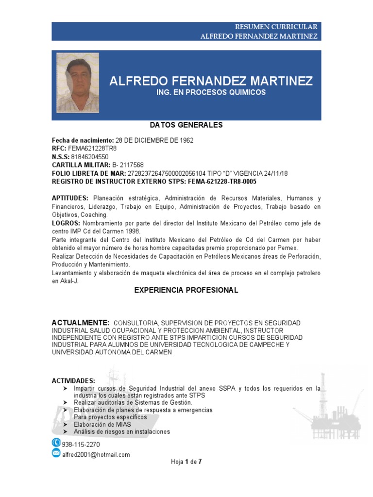 CV Alfredo Fernandez Martinez Actualizado 2022 Seamar PDF