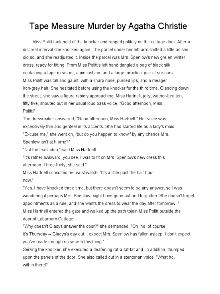 Tape Measure Murder by Agatha Christie PDF