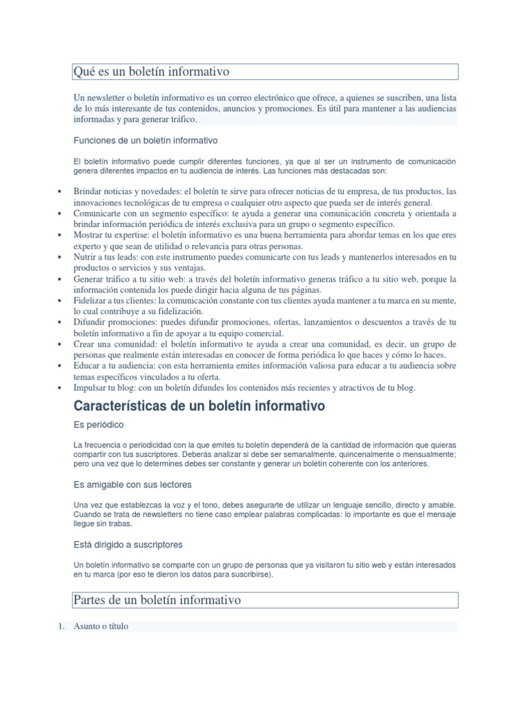 Qué Es Un Boletín Informativo Descargar Gratis Pdf Blog Marca