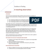 Classroom Teaching Observation Checklist