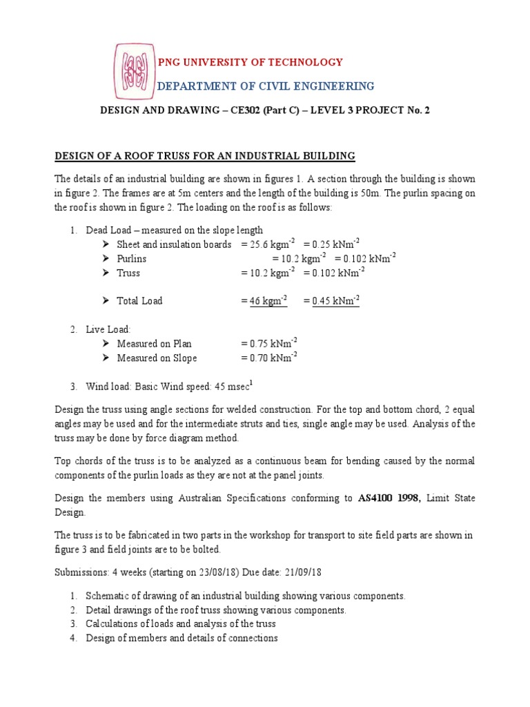 Design Of A Roof Truss Project 2 Pdf