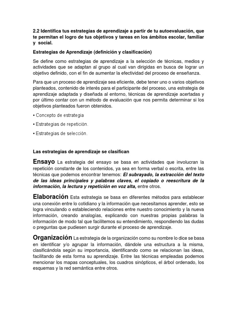 Estrategias de Aprendizaje Efectivas | PDF | Aprendizaje | Evaluación