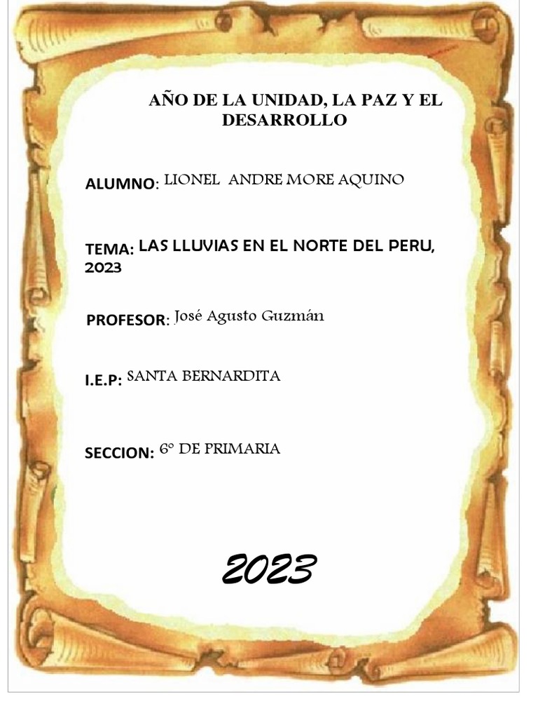 Las Lluvias en El Norte Del Perù 2, 2023 Lionel Prpyecto PDF