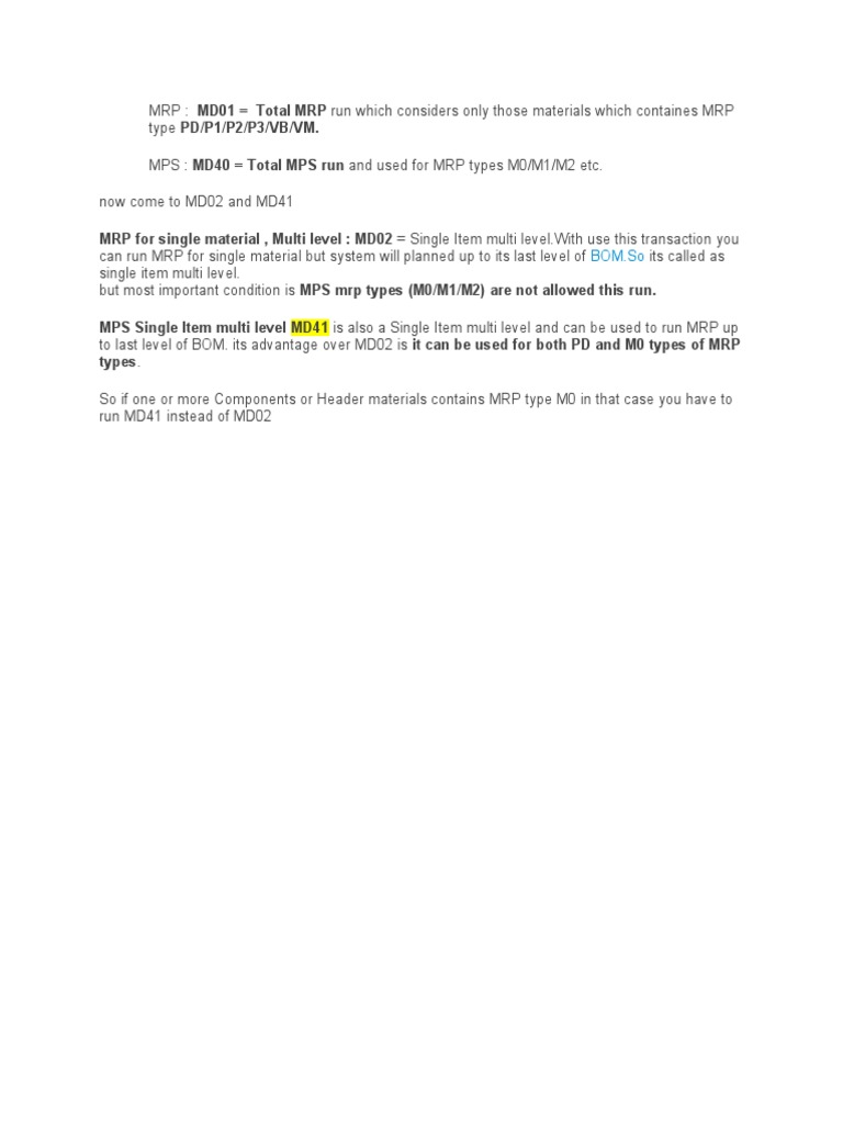 MRP and MPS Transaction Codes Explained | PDF