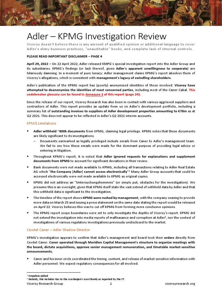 Viceroy Adler 3 PDF Real Estate Appraisal Investing