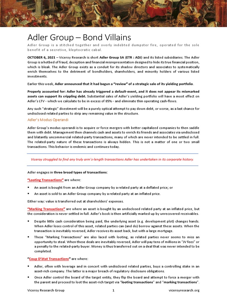 Viceroy Adler 1 PDF Equity (Finance) Valuation (Finance)