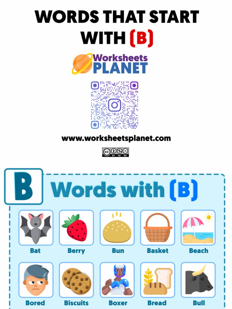 Words With B (WorksheetsPlanet.com) | PDF
