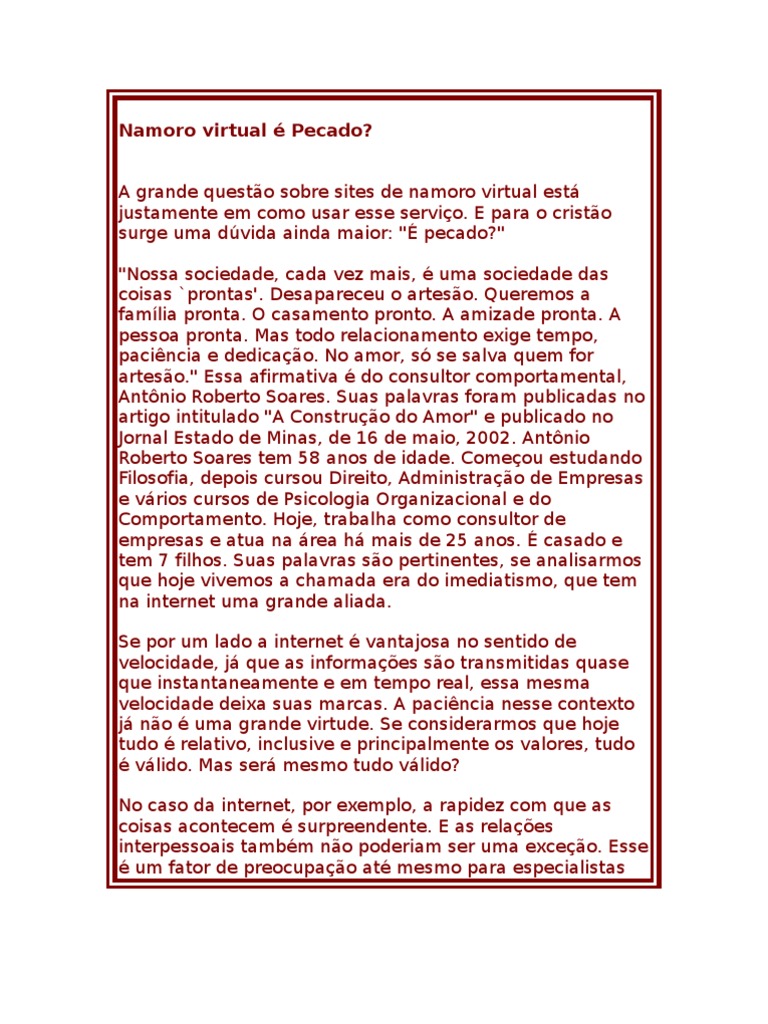 Estudos Biblicos Sobre Namoro, Casamento e Sexo - Namoro Virtual é ...