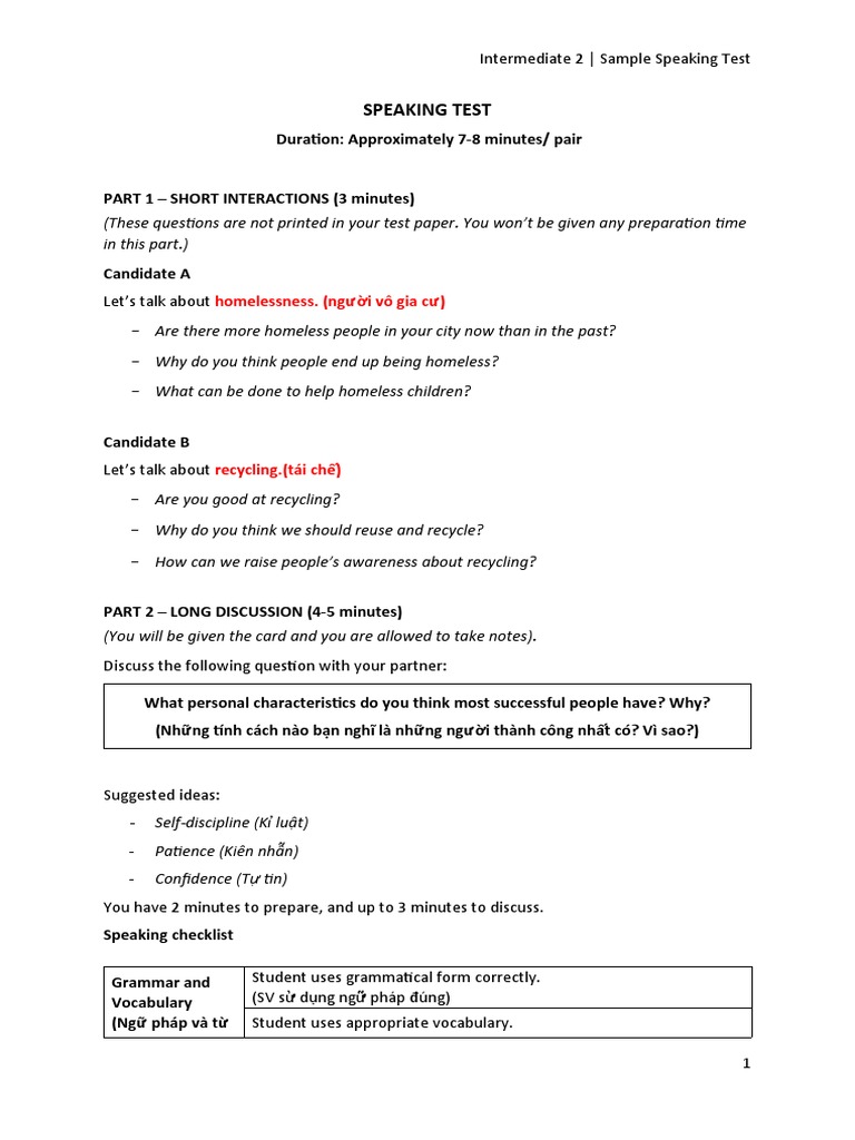 C2_Sample Speaking Test | PDF