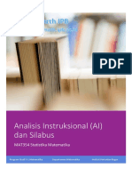Analisis Instruksional (AI) Dan Silabus. MAT354 Statistika Matematika. Program Studi S-1 Matematika Departemen Matematika Institut Pertanian Bogor