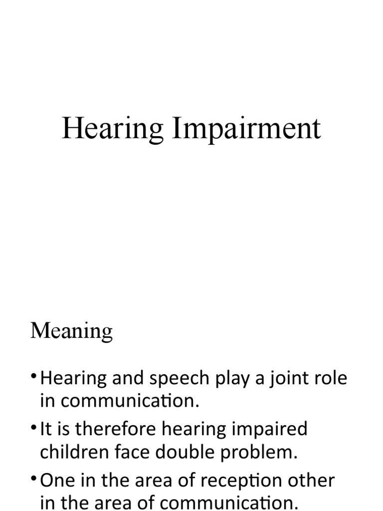 Hearing Impairment Pdf Hearing Loss Hearing