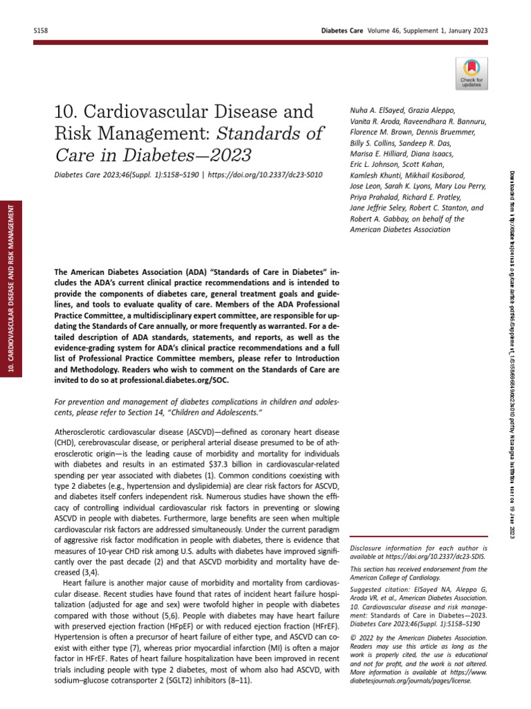 Standards of Care in Diabetes 2023 10. Cardiovascular Disease and