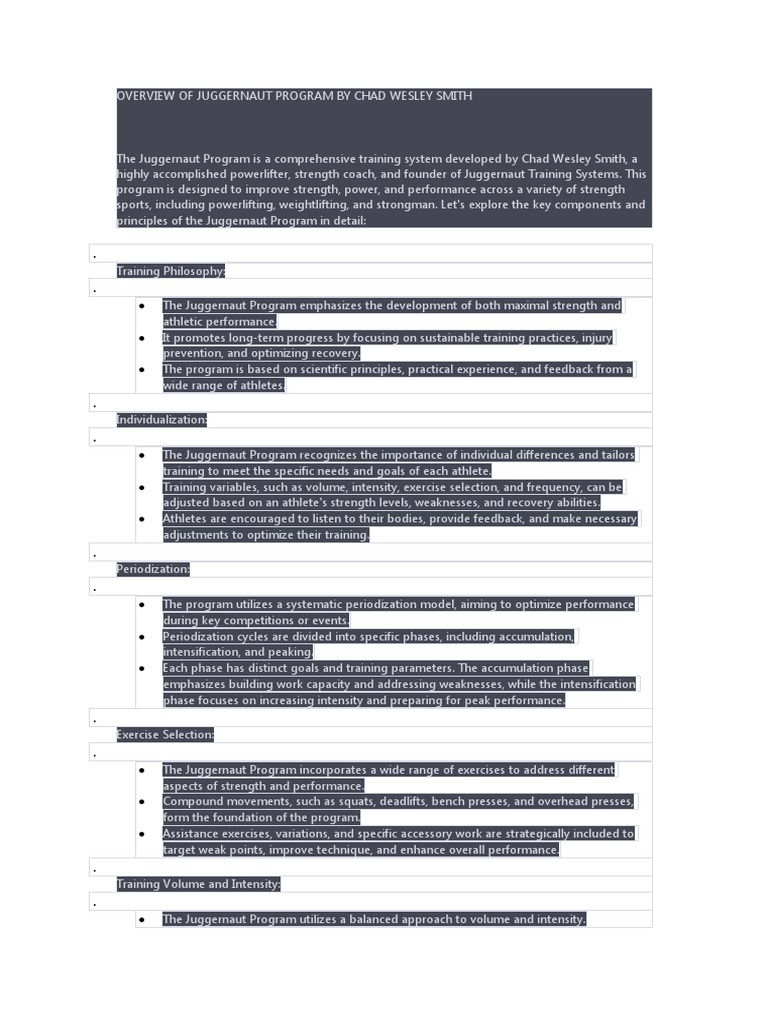 Overview of Juggernaut Training System | PDF | Business | Wellness