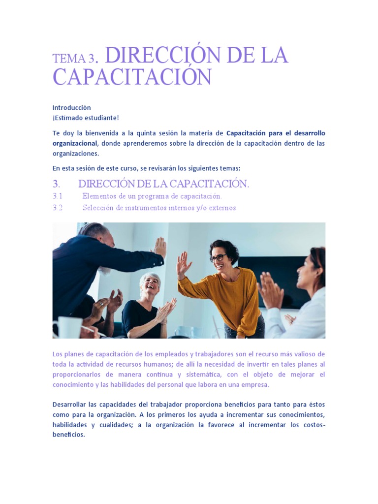 Dirección de la Capacitación Organizacional | PDF | Aprendizaje ...