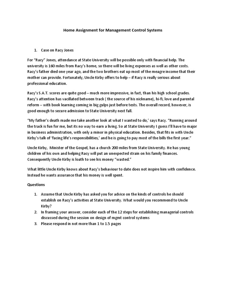 Management Control Systems Case Study | PDF | Profit (Accounting ...