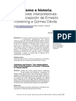 Urbanismo e Historia. Dos Claves Interpretativas de La Recepción de Ernesto Volkening A Gómez Dávila