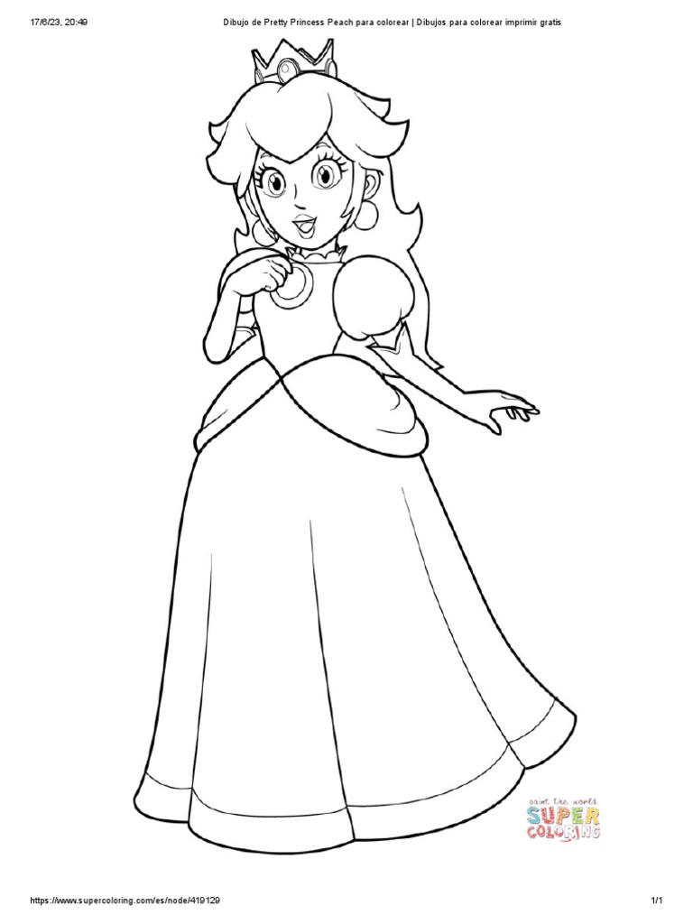 Dibujo de Pretty Princess Peach para Colorear - Dibujos para Colorear ...