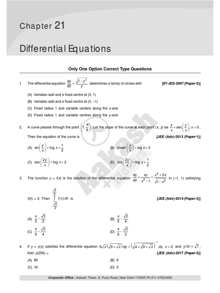 M Ch-21 Differential Equations | PDF | Equations | Function (Mathematics)