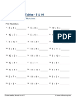 Grade 3 Multiplication Table 5 10 A