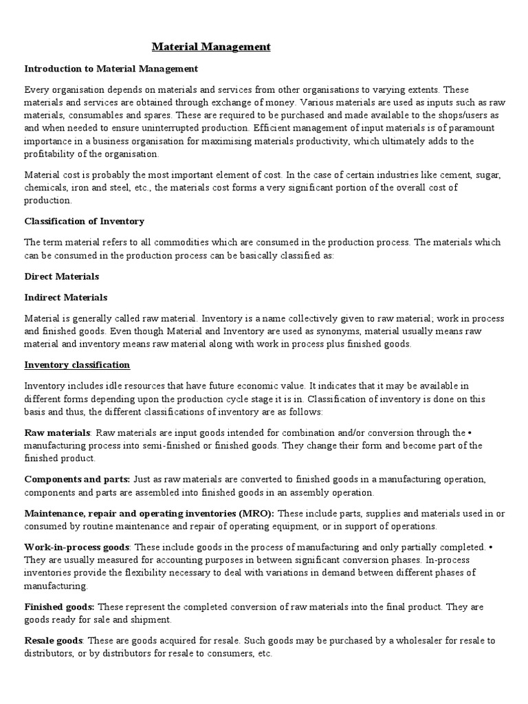 Material Management, PROCUREMENT, STORAGE AND DISTRIBUTION PDF