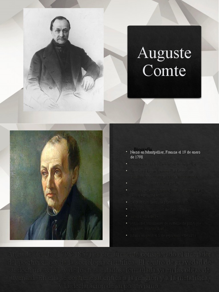Auguste Comte PDF Positivismo Teorías filosóficas