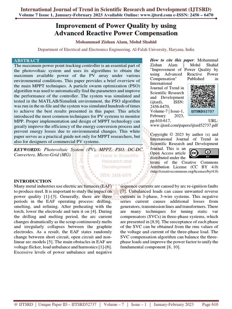 Improvement of Power Quality by Using Advanced Reactive Power ...