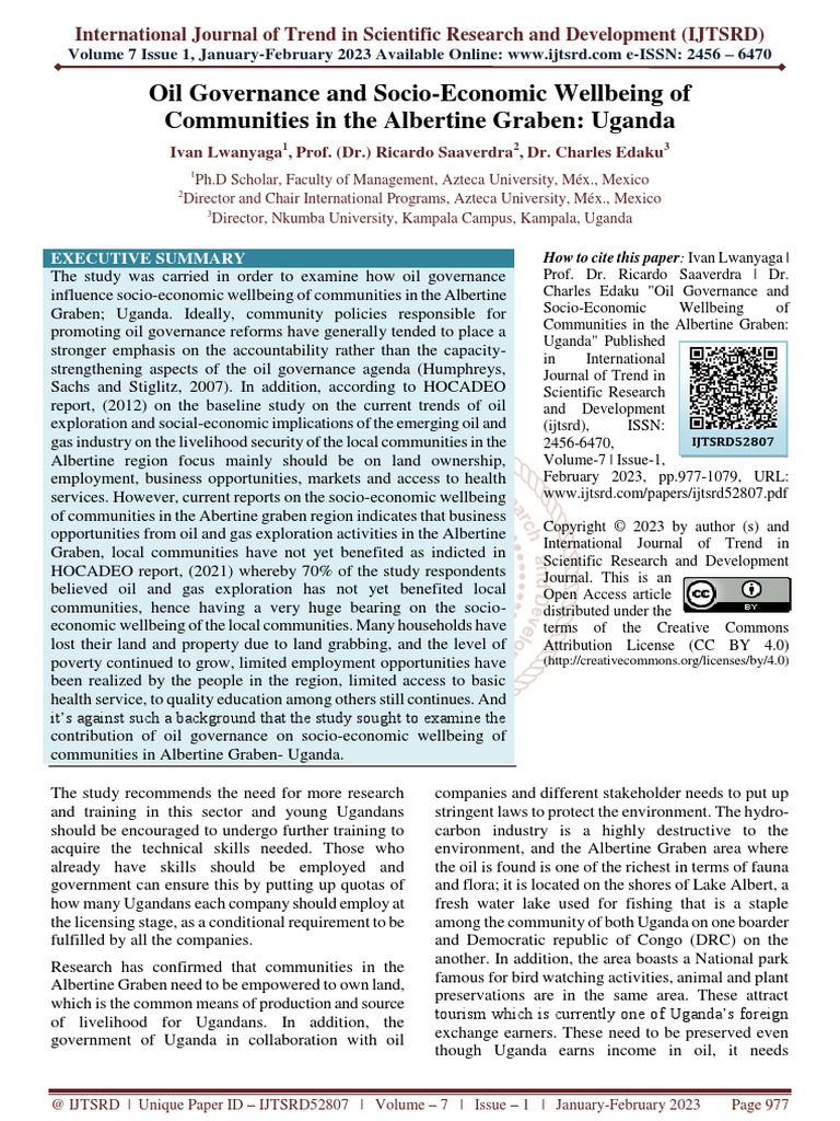 Oil Governance and Socio Economic Wellbeing of Communities in The ...
