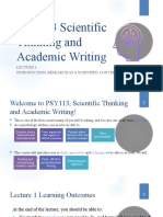 LMS - PSY113 Lecture 1 Introduction, Research As A Scientific Conversation