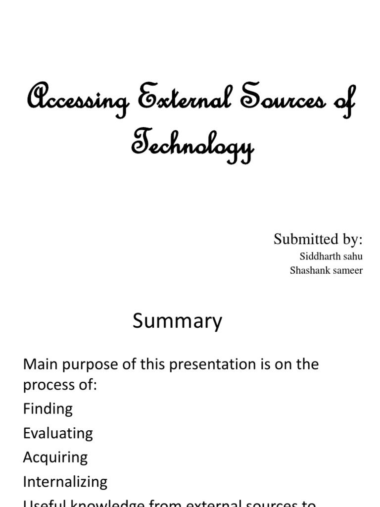 External Technology Sourcing Strategies | PDF | Negotiation | Research ...