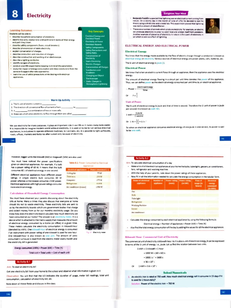 Understanding Electricity for Class 8 | PDF | Ac Power Plugs And ...