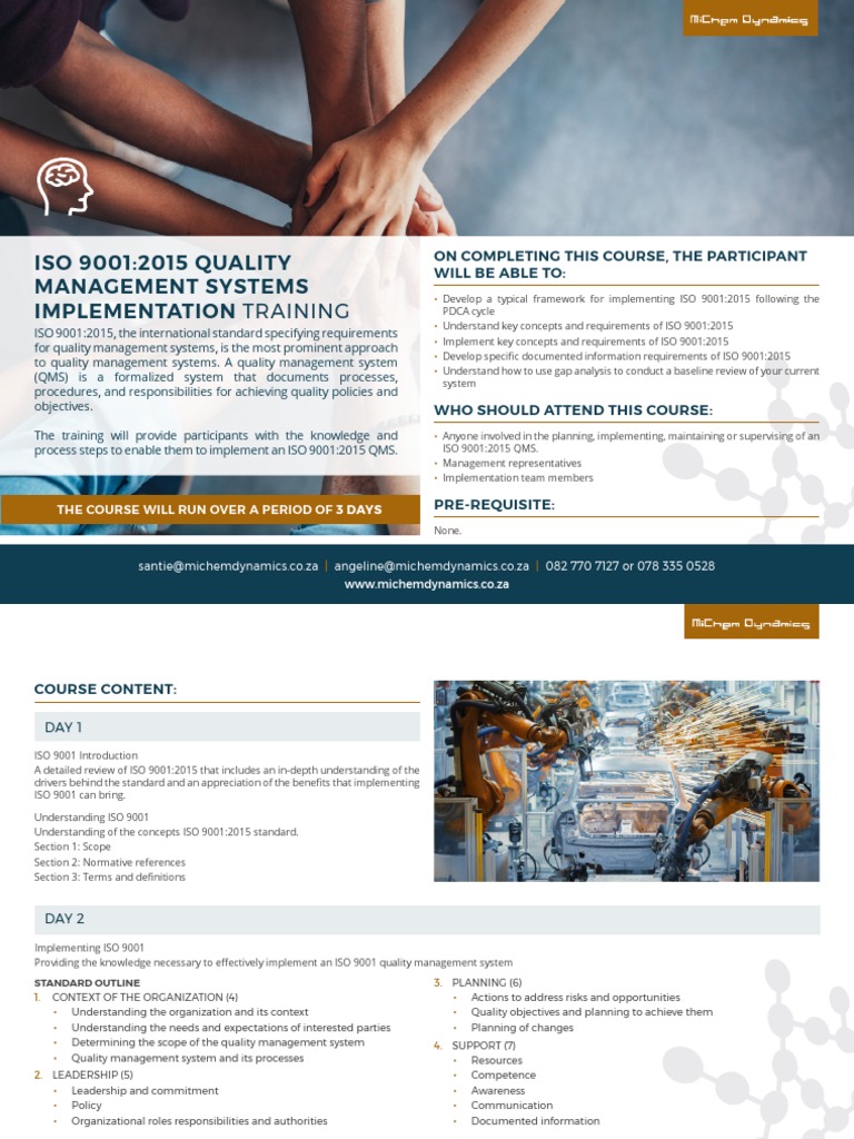 ISO 9001-2015 Quality Management Systems Implementation Training | PDF ...