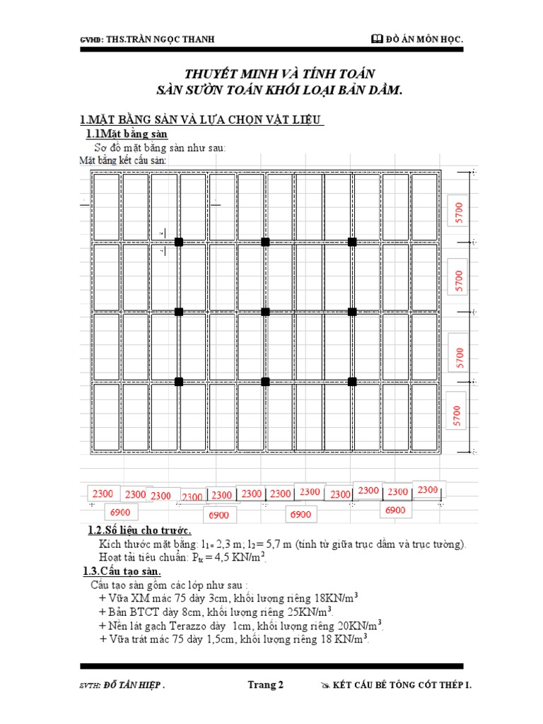 Thuyet Minh Do An Be Tong 1 1 | PDF