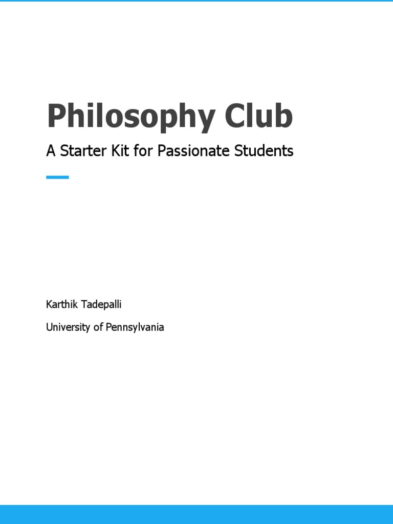 Philosophy Club Starter Kit PDF Science Blog