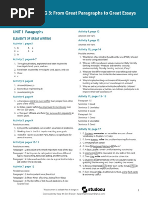 Great Writing 3 Answer Key Overview | PDF | Flashcard | Learning