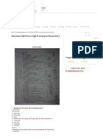 Examen QCM Corrigé D'analyse Financière - Cours Fsjes