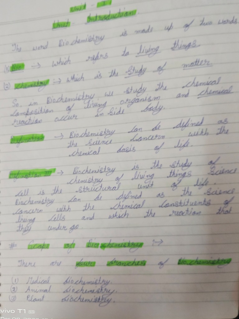 Unit 1 Introduction Biochemistry Pdf