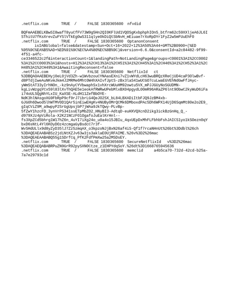 Netflix Cookie Consent and IDs Data | PDF