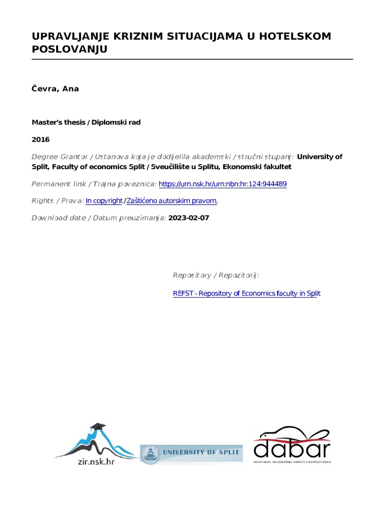 Cevra Ana Efst 2016 Diplo Sveuc | PDF