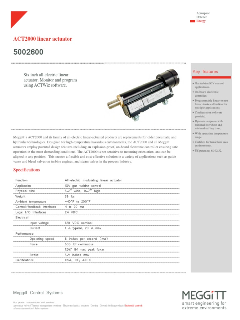 ACT2000 Linear Actuator Overview | PDF | Actuator | Valve