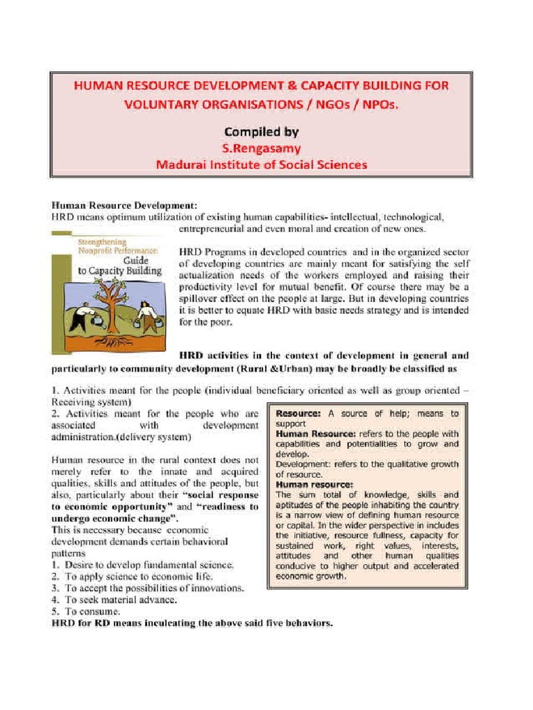 Human Resources Development For Ngos by S Rengasamy | PDF