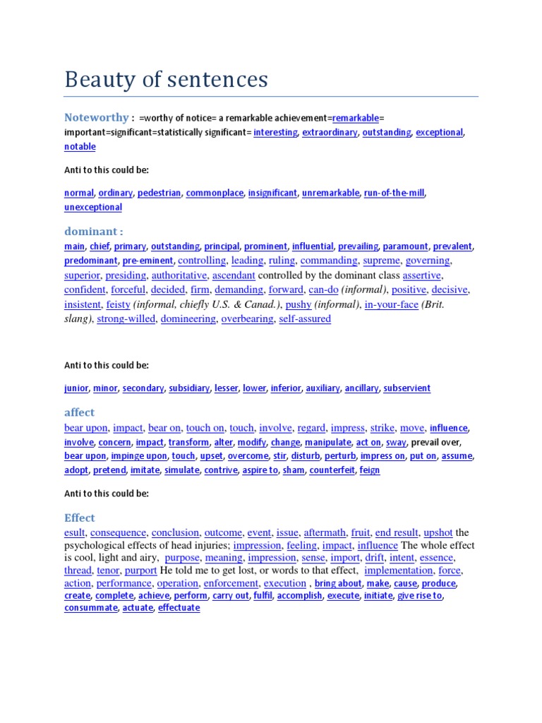 Enhancing Sentence Beauty and Impact | PDF | Career & Growth | Wellness