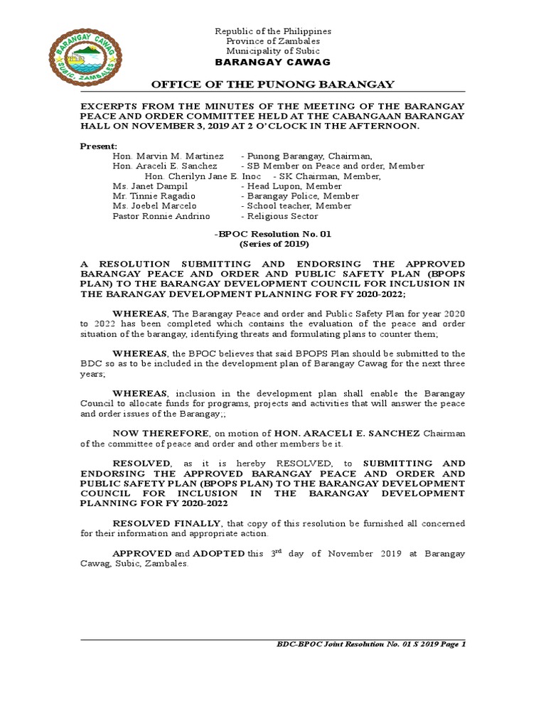 BPOC Res 01 | PDF | Government